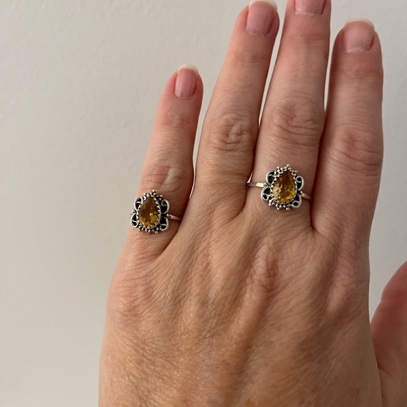 New Dainty 925 Solid Sterling Silver Citrine Gemstone Ring Multiple Sizes - Picture 8 of 9